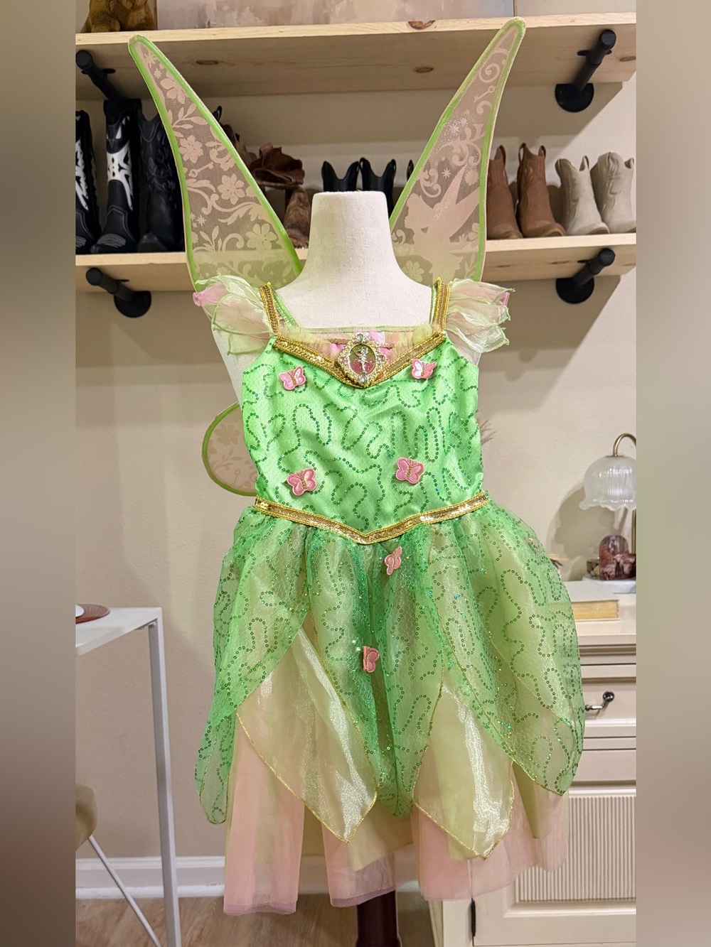 Girls Disney Tinkerbell Costume Dress with wings